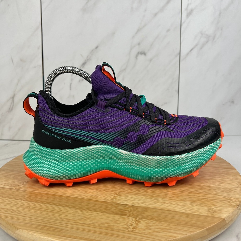 Saucony Endorphin Trail Womens Size 7 Purple Teal Hiking Running Shoes S10647-20